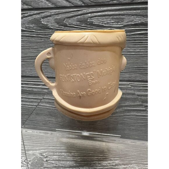 Fred Flintstone Vintage 1968 Vitamins Figure Head Plastic Cup Mug Set of 2 - Picture 3 of 10
